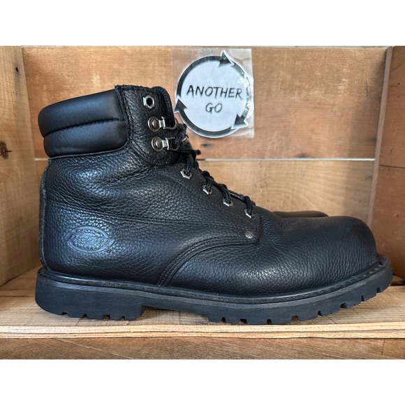 Men’s Dickies Black Steel Toe Work Boots 6 Inch Size 12 Slip Resistant - Picture 1 of 12